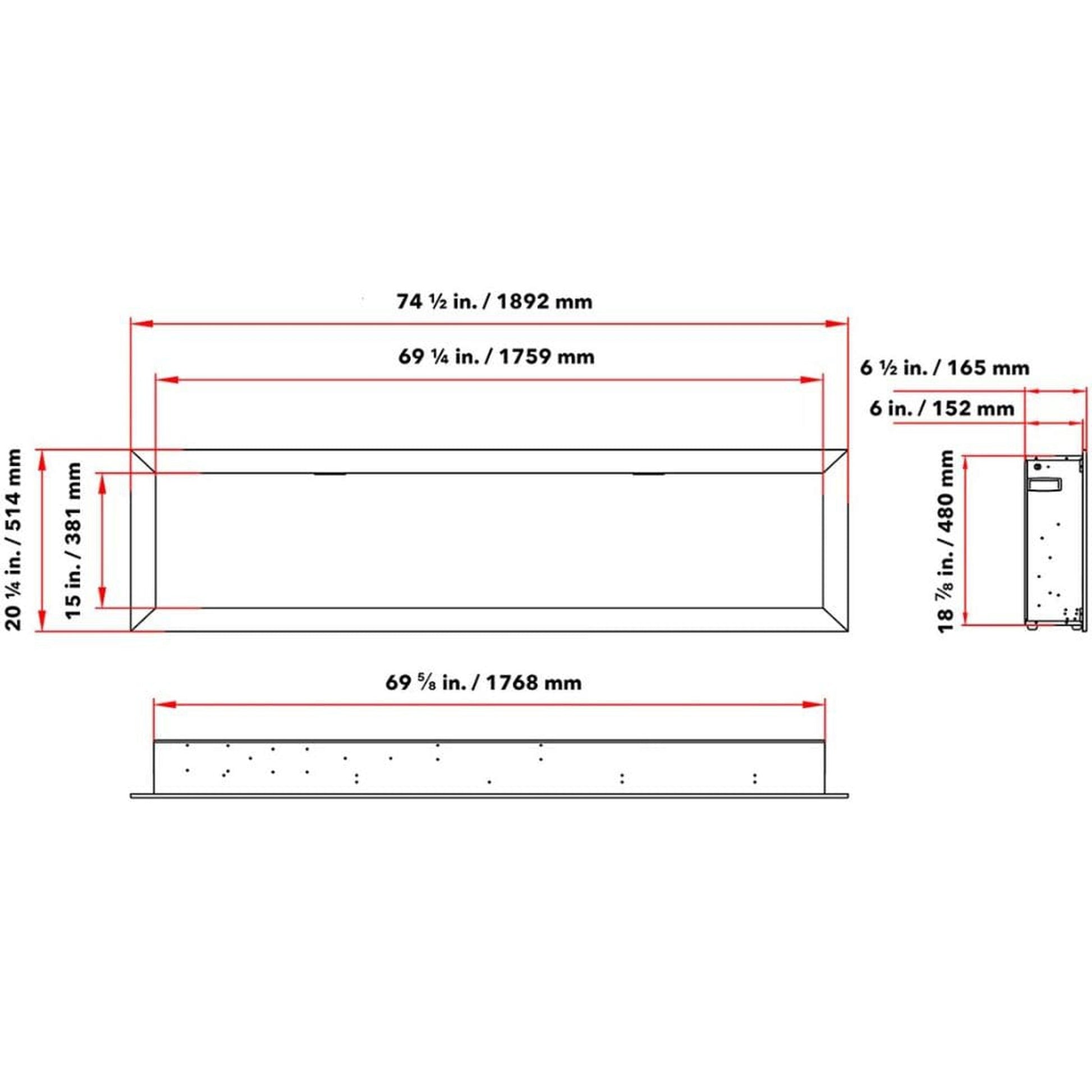 Dynasty Cascade 74" Flush-Mount Smart Linear Electric Fireplace