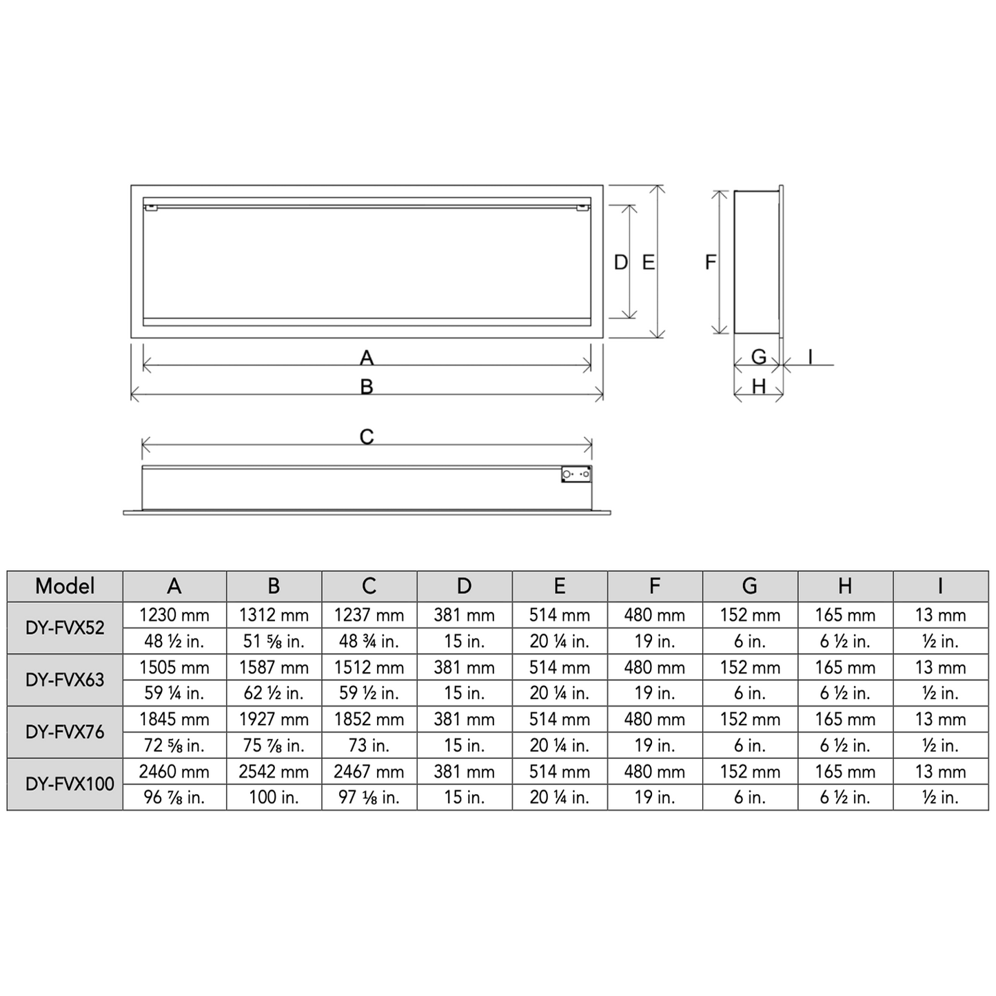 Dynasty Tempo 100" Built-in / Flush-Mount Virtual Electric Fireplace