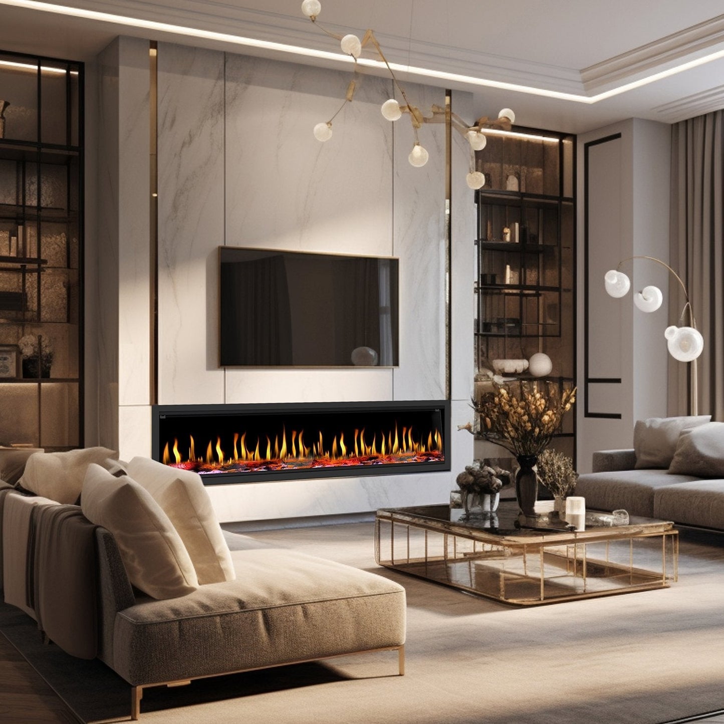 Dynasty Tempo 76" Built-in / Flush-Mount Virtual Electric Fireplace