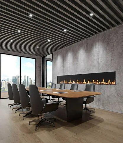 EcoSmart Fire Motion 100" Black Single Sided Electric Fireplace by MAD Design Group