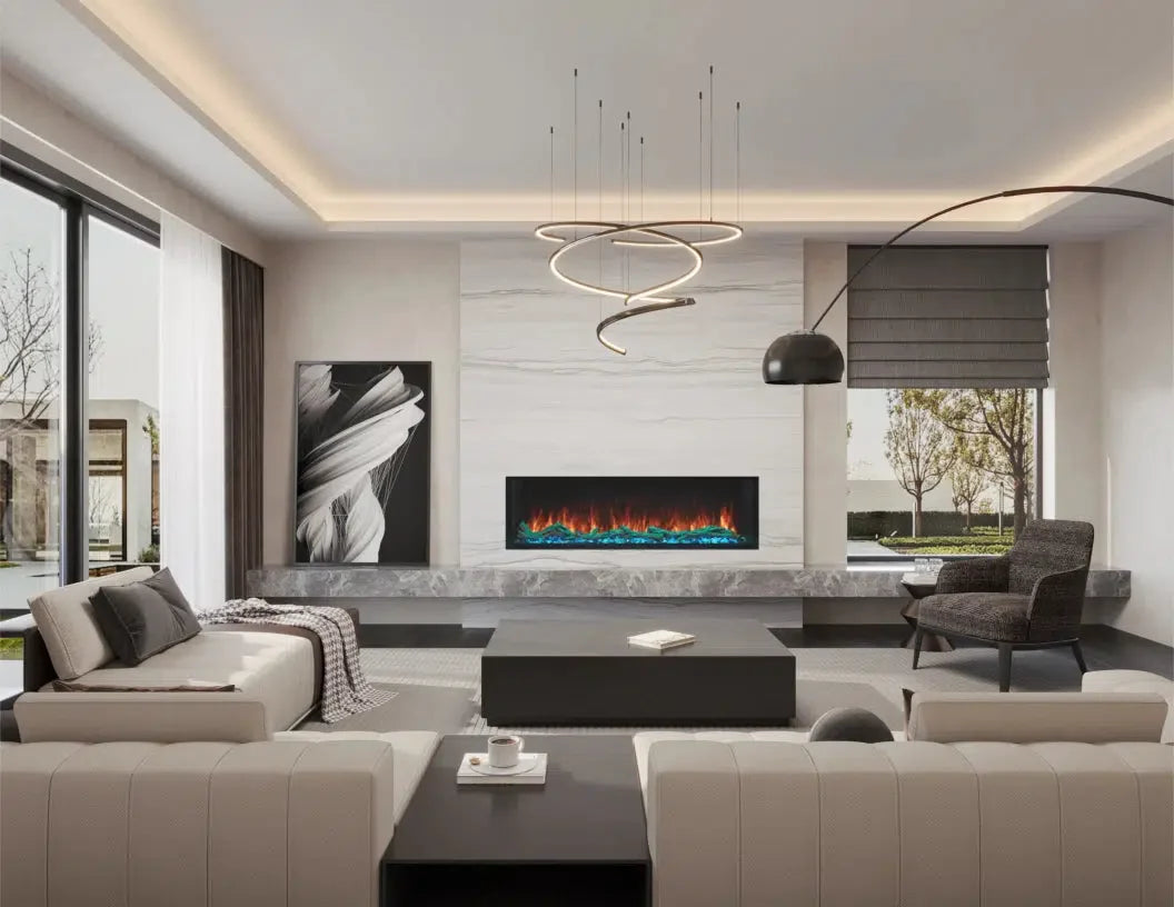 EcoSmart Fire Switch 96" Black Single Sided Electric Fireplace by MAD Design Group
