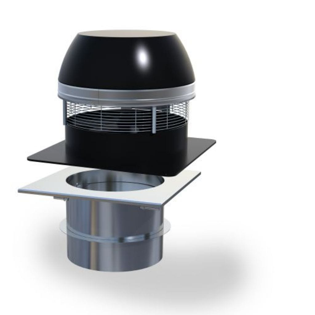 Enervex RSHT 12" Chimney Fan With 8" Manual Fireplace Damper & 15A Fan Speed Control - Manual Draft & Damper System