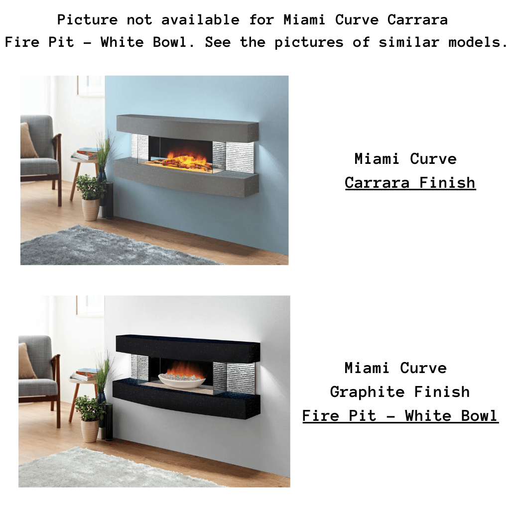 Evolution Fires 48" Miami Curve Carrara Fire Pit Electric Fireplace – White Bowl