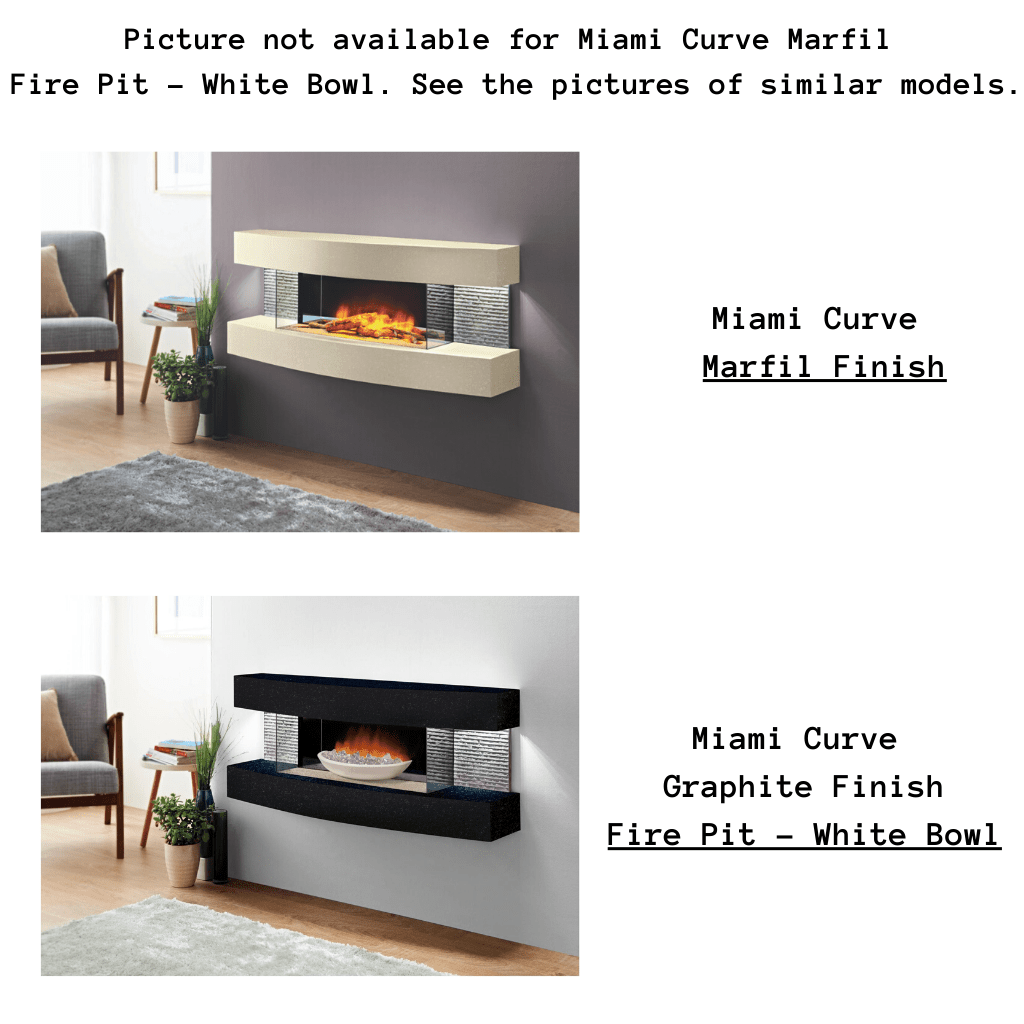 Evolution Fires 48" Miami Curve Marfil Fire Pit Electric Fireplace – White Bowl
