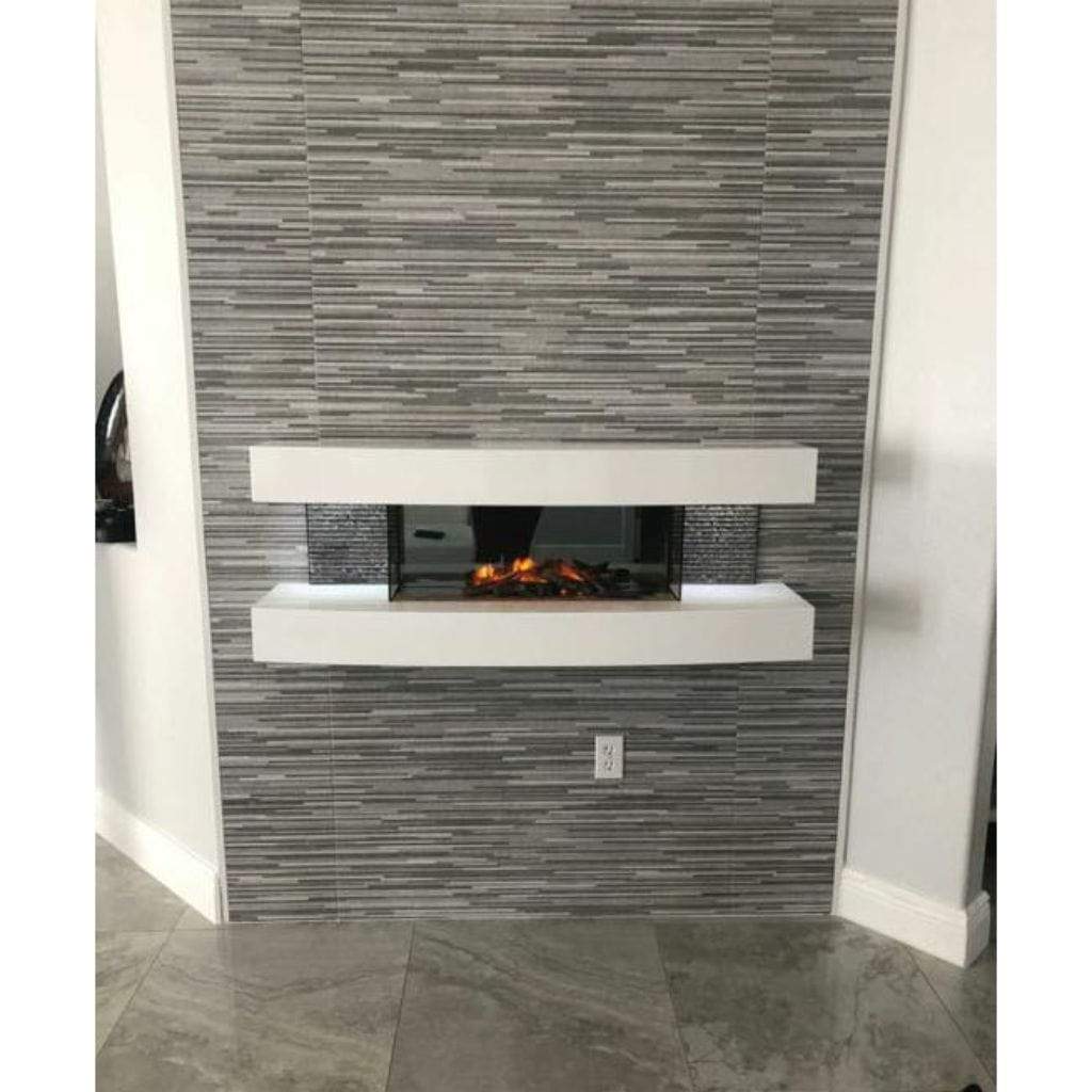 Evolution Fires 48" Miami Curve Wall Mount Electric Fireplace - American Oak