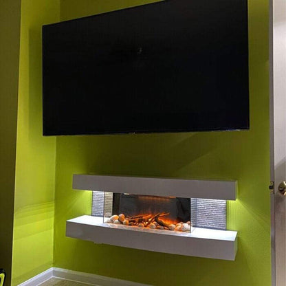 Evolution Fires 48" Miami Curve Wall Mount Electric Fireplace - Carrara