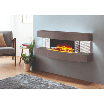 Evolution Fires 48" Miami Curve Wall Mount Electric Fireplace - Carrara