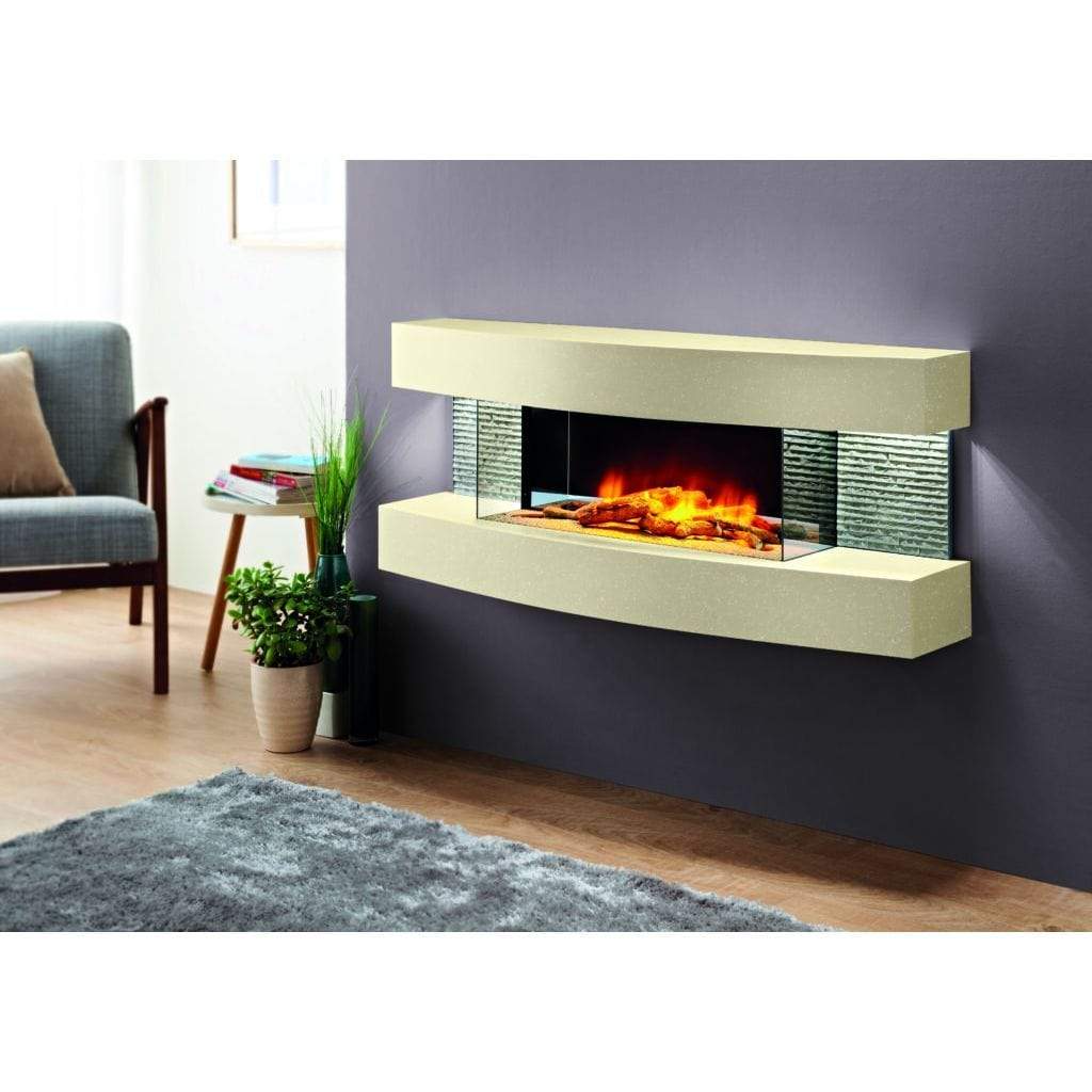 Evolution Fires 48" Miami Curve Wall Mount Electric Fireplace - Marfil