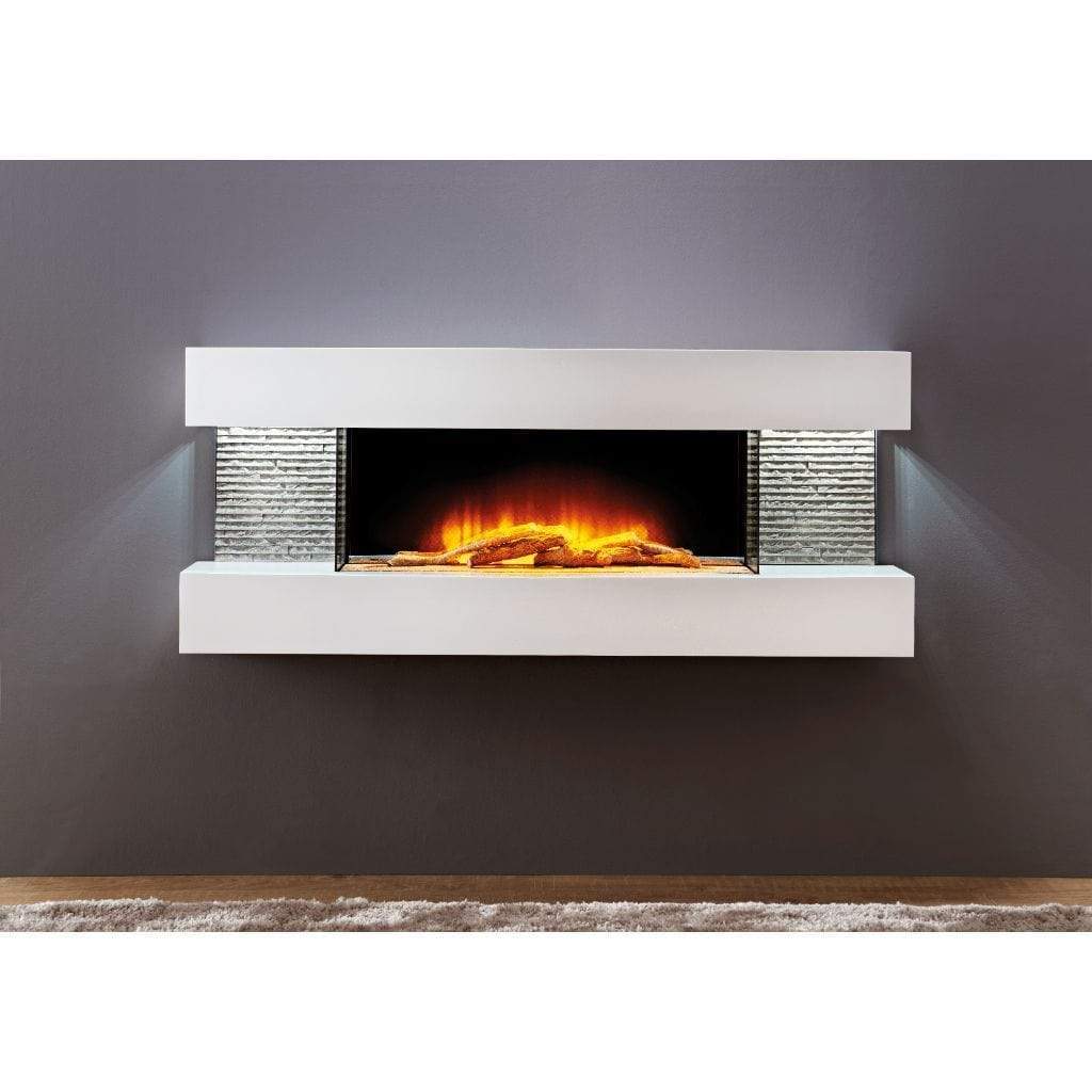 Evolution Fires 48" Miami Curve Wall Mount Electric Fireplace - White