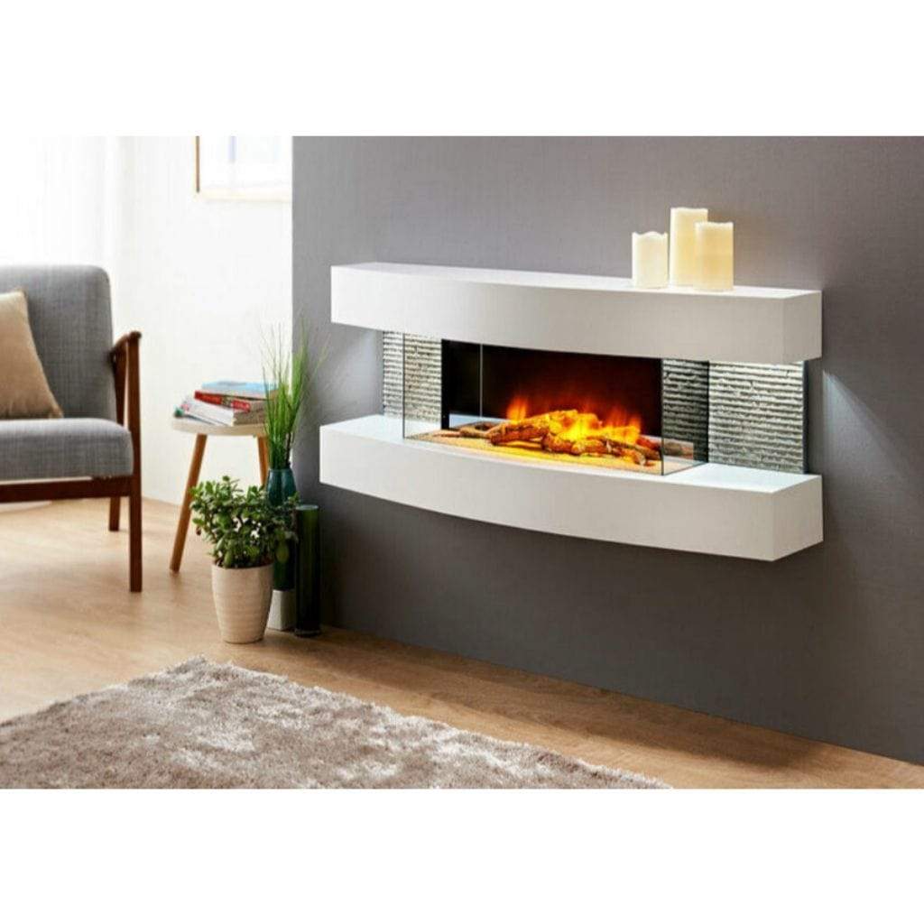 Evolution Fires 48" Miami Curve Wall Mount Electric Fireplace - White