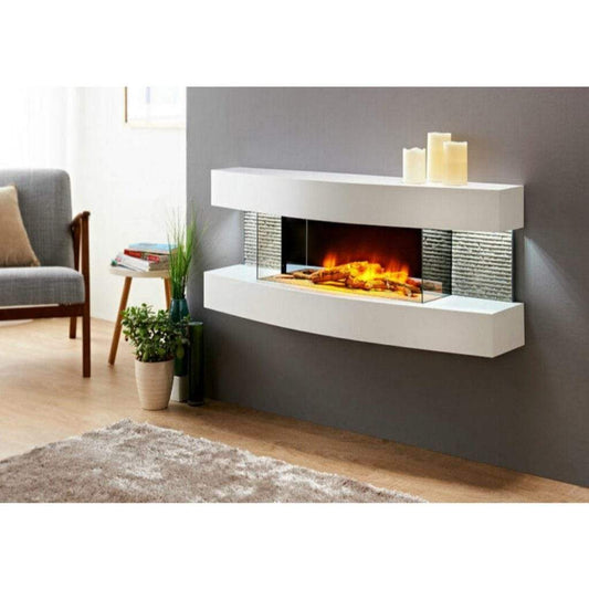 Evolution Fires 48" Miami Curve Wall Mount Electric Fireplace - White