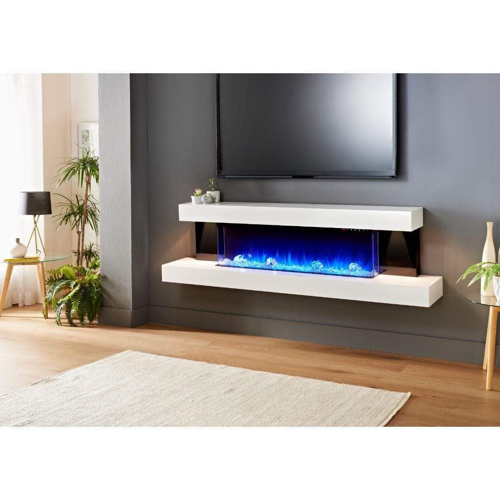 Evolution Fires 72" Alpha Electric Fireplace – Black Gloss Panels