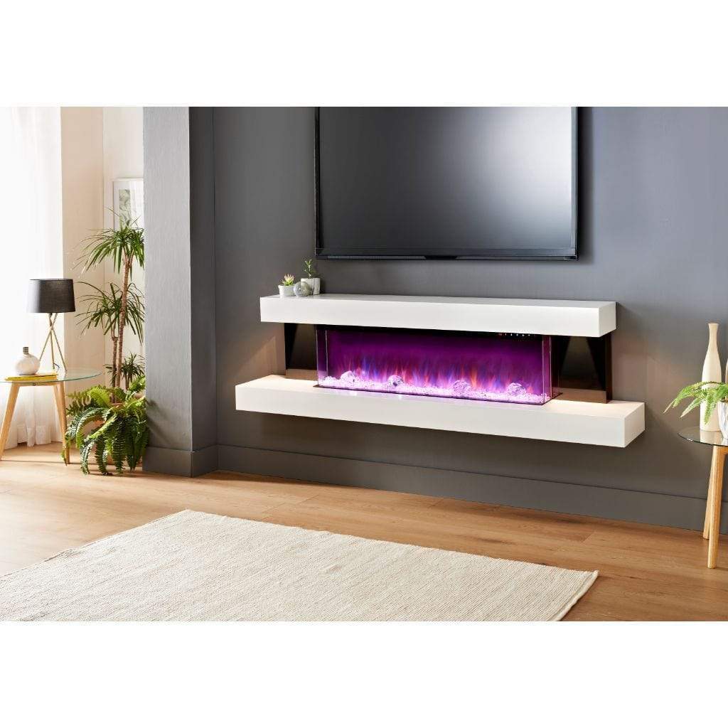Evolution Fires 72" Alpha Electric Fireplace – Black Gloss Panels