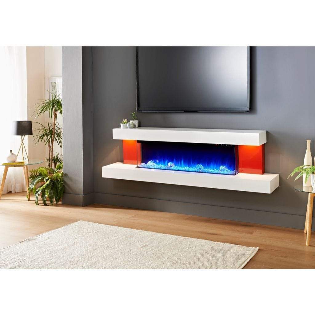 Evolution Fires 72" Alpha Electric Fireplace – Red Gloss Panels
