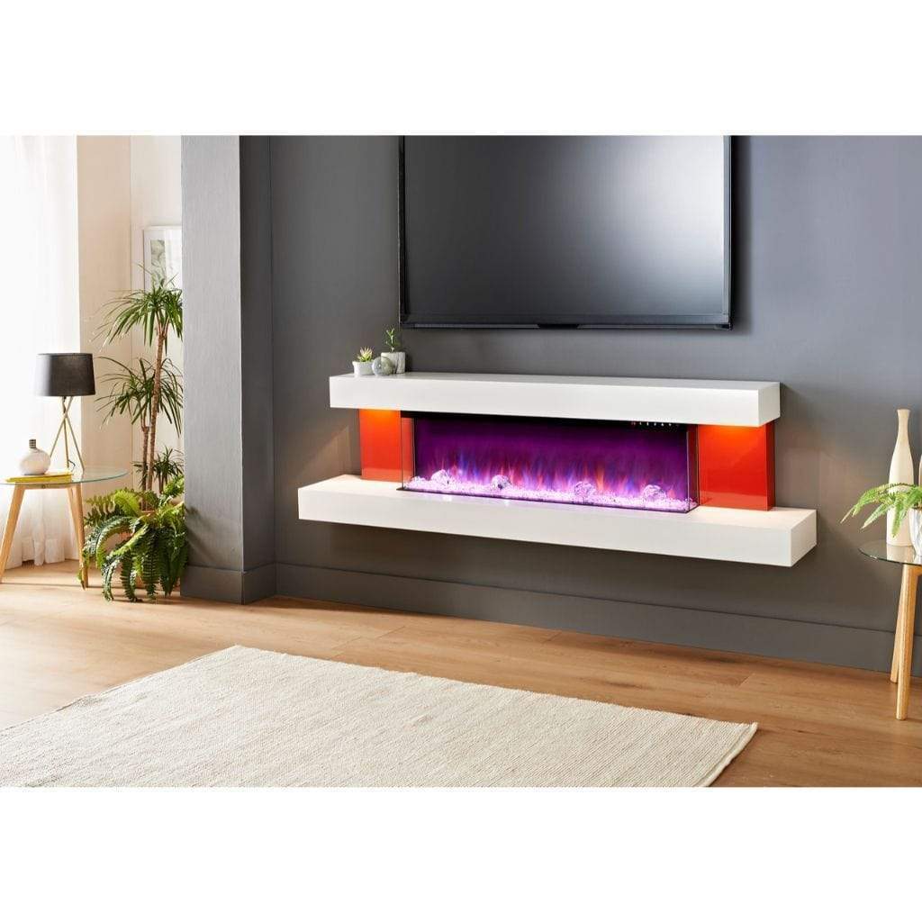 Evolution Fires 72" Alpha Electric Fireplace – Red Gloss Panels