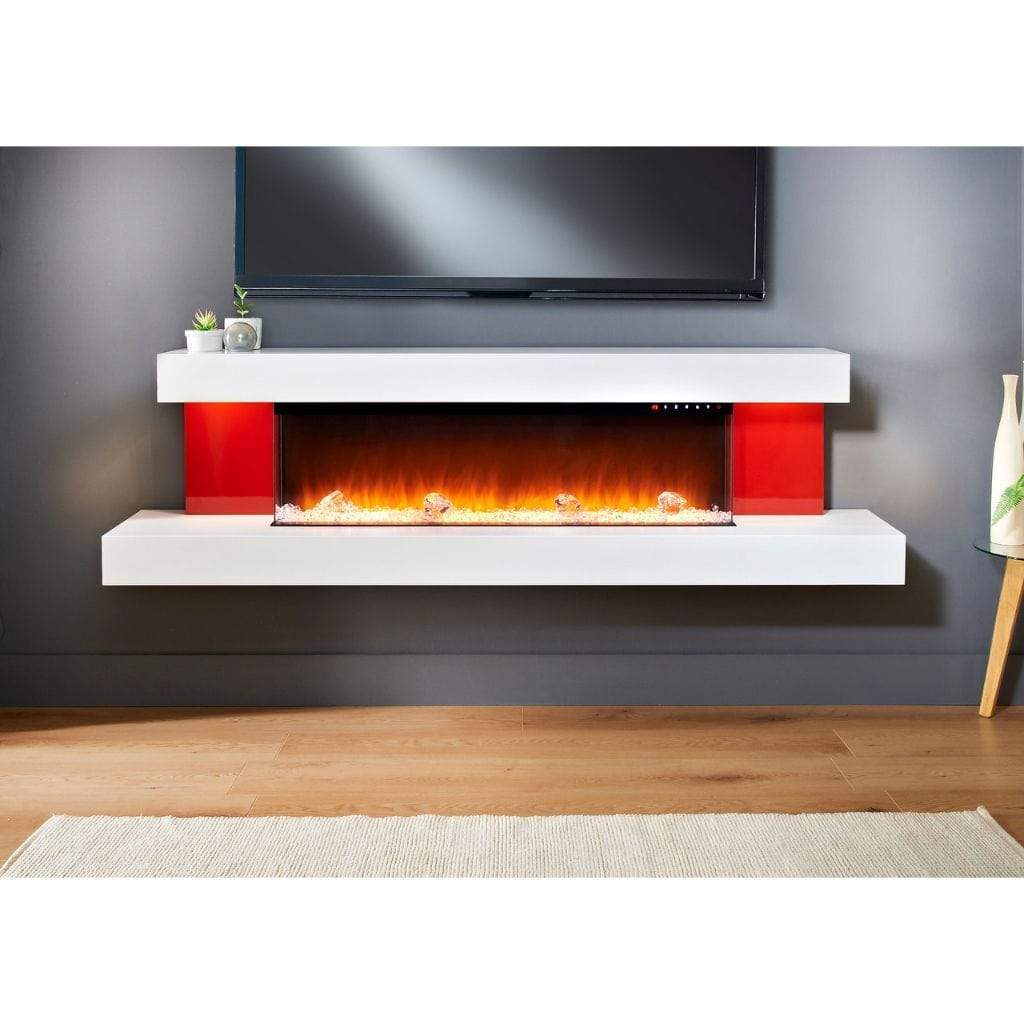 Evolution Fires 72" Alpha Electric Fireplace – Red Gloss Panels