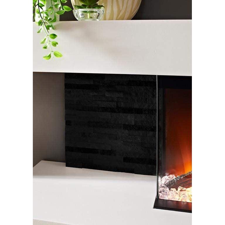 Evolution Fires 72" Vegas Black Stone Tiles Wall Mount Electric Fireplace - Carrara