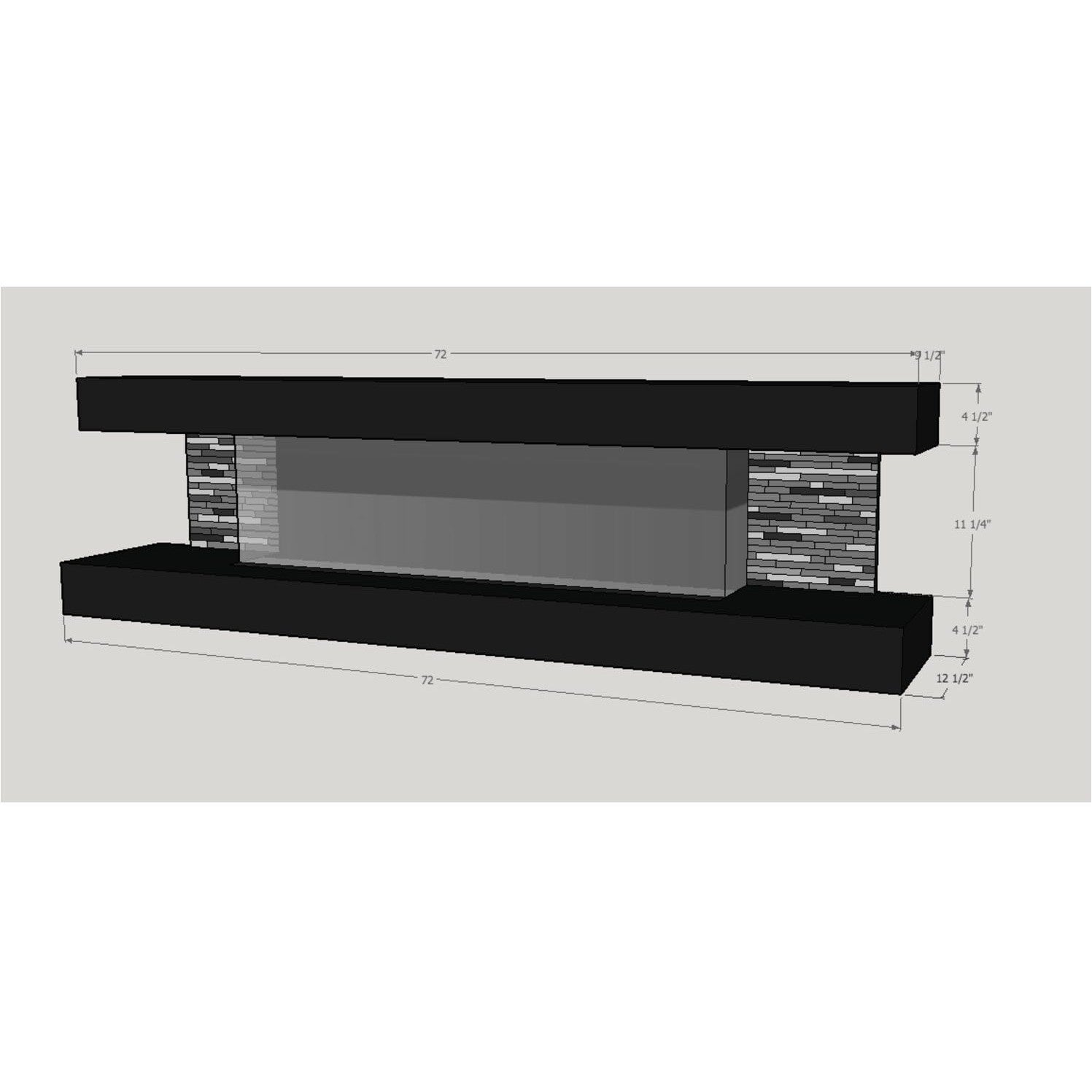 Evolution Fires 72" Vegas Black Stone Tiles Wall Mount Electric Fireplace - Graphite