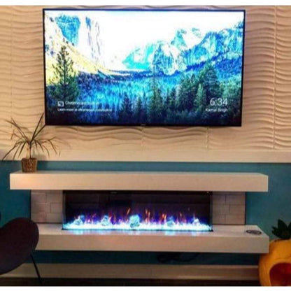 Evolution Fires 72" Vegas Black Stone Tiles Wall Mount Electric Fireplace - Marfil