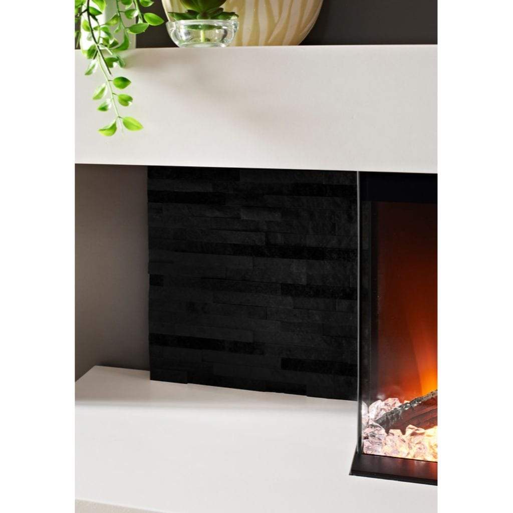Evolution Fires 72" Vegas Black Stone Tiles Wall Mount Electric Fireplace - Marfil