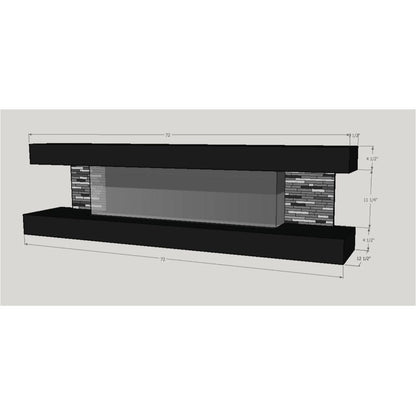 Evolution Fires 72" Vegas Black Stone Tiles Wall Mount Electric Fireplace - White