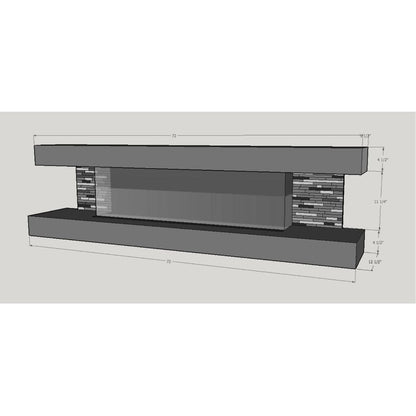 Evolution Fires 72" Vegas Grey Stone Tiles Wall Mount Electric Fireplace - Carrara
