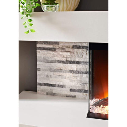 Evolution Fires 72" Vegas Grey Stone Tiles Wall Mount Electric Fireplace - Graphite