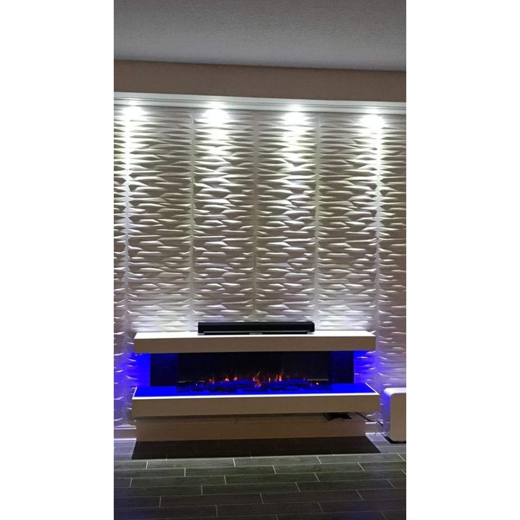Evolution Fires 72" Vegas Grey Stone Tiles Wall Mount Electric Fireplace - Graphite