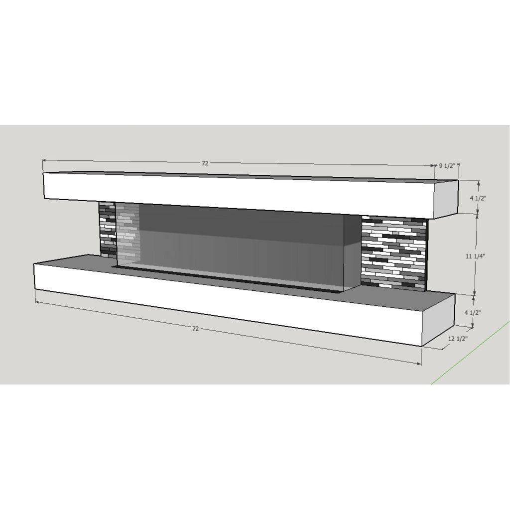 Evolution Fires 72" Vegas Grey Stone Tiles Wall Mount Electric Fireplace - White