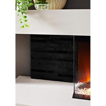 Evolution Fires 96" Vegas American Oak & Black Stone Tiles Wall Mount Electric Fireplace