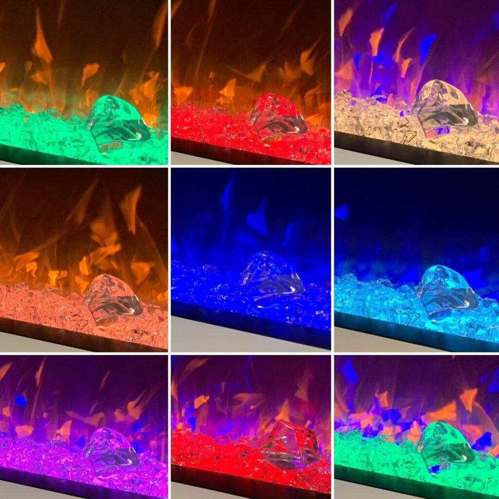 Evolution Fires 96" Vegas American Oak & Black Stone Tiles Wall Mount Electric Fireplace