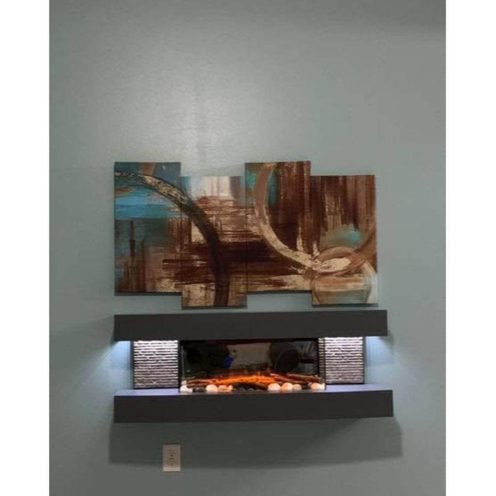Evolution Fires 96" Vegas Graphite & Grey Stone Tiles Wall Mount Electric Fireplace