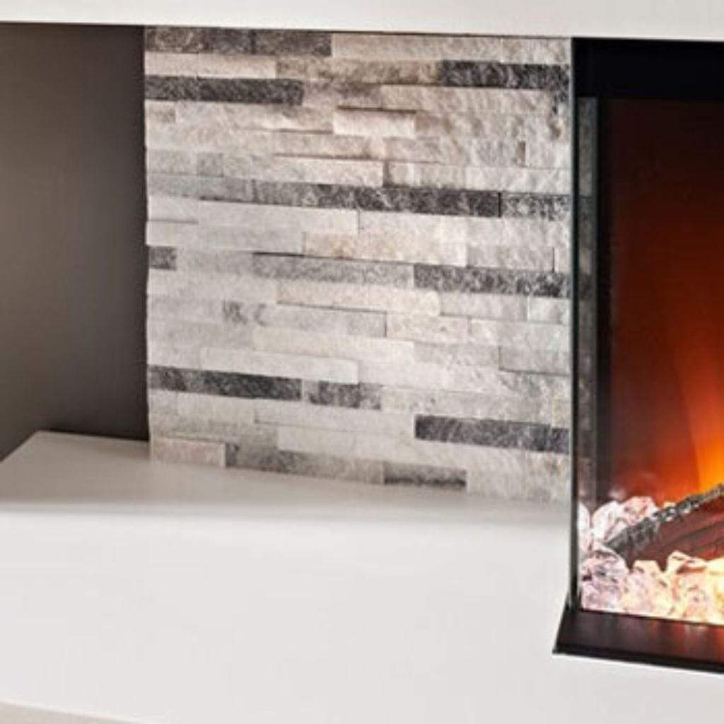 Evolution Fires 96" Vegas Graphite & Grey Stone Tiles Wall Mount Electric Fireplace
