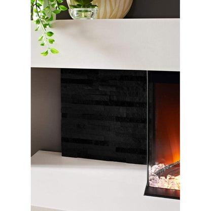Evolution Fires 96" Vegas White & Black Tiles Wall Mount Electric Fireplace