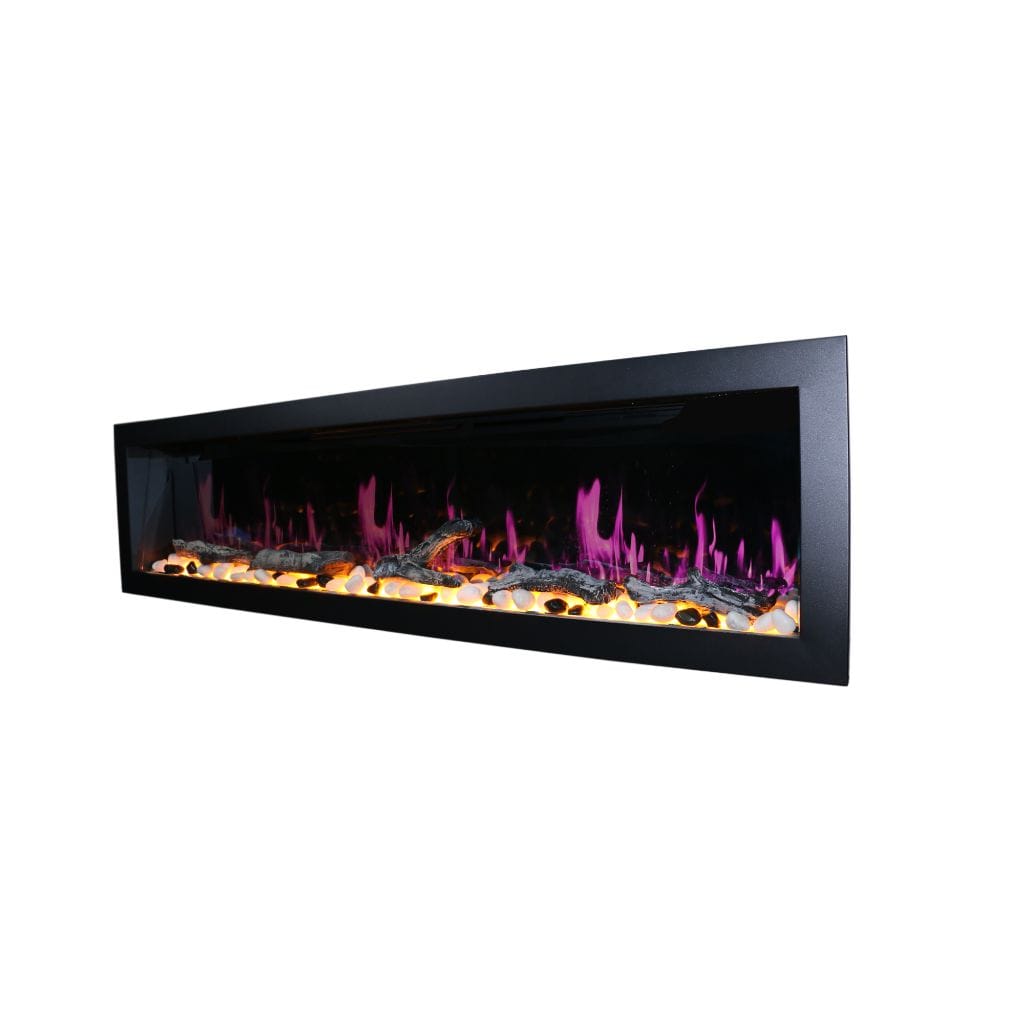 Litedeer 78" Latitude II Push-In Contemporary Smart Linear Vent-Free Built-In Electric Fireplace