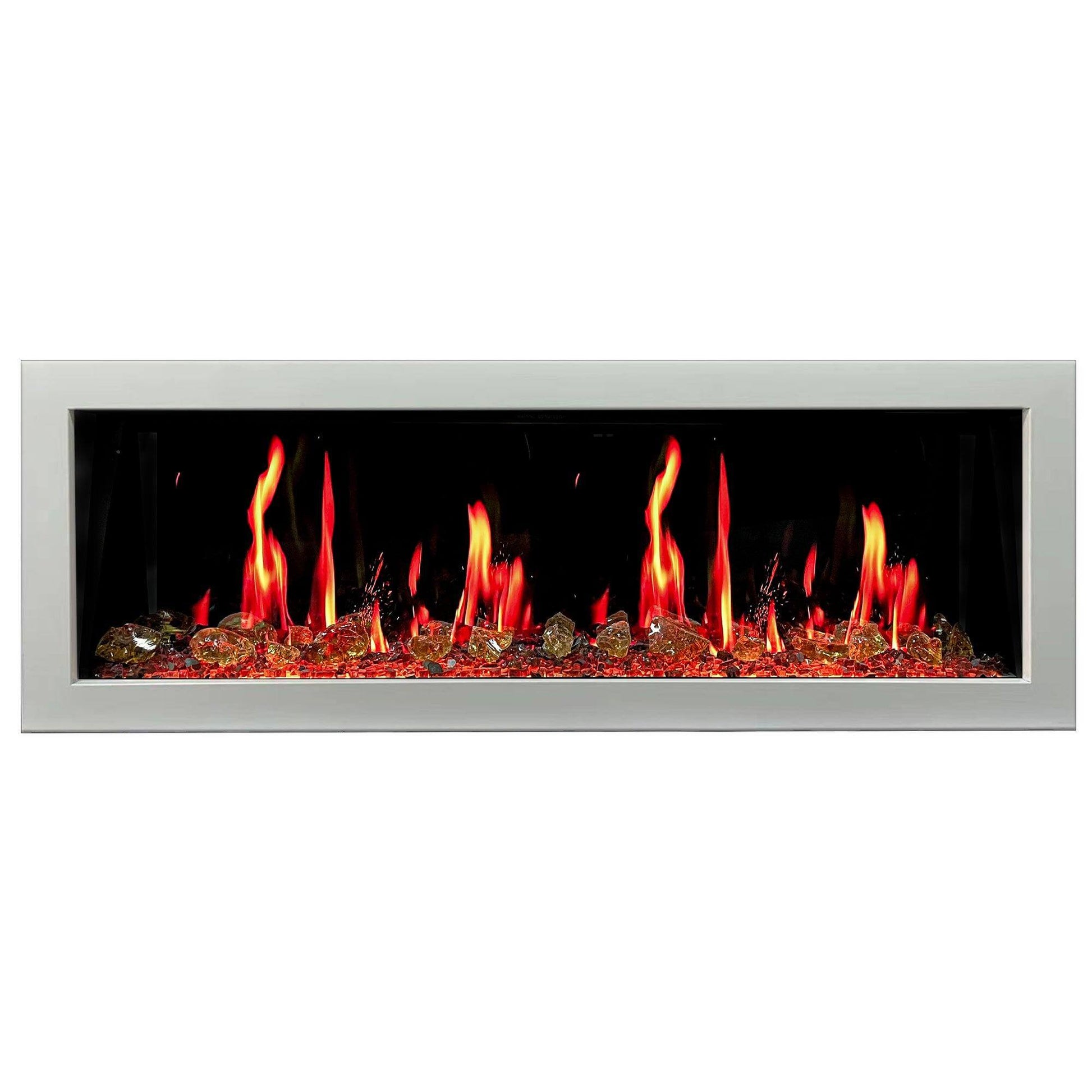 Litedeer Homes Gloria II 48" White Smart App Multi Flame Wall Mount Electric Fireplace With Reflective Amber Glass
