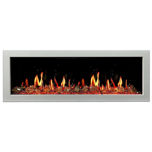 Litedeer Homes Gloria II 48" White Smart App Multi Flame Wall Mount Electric Fireplace With Reflective Amber Glass