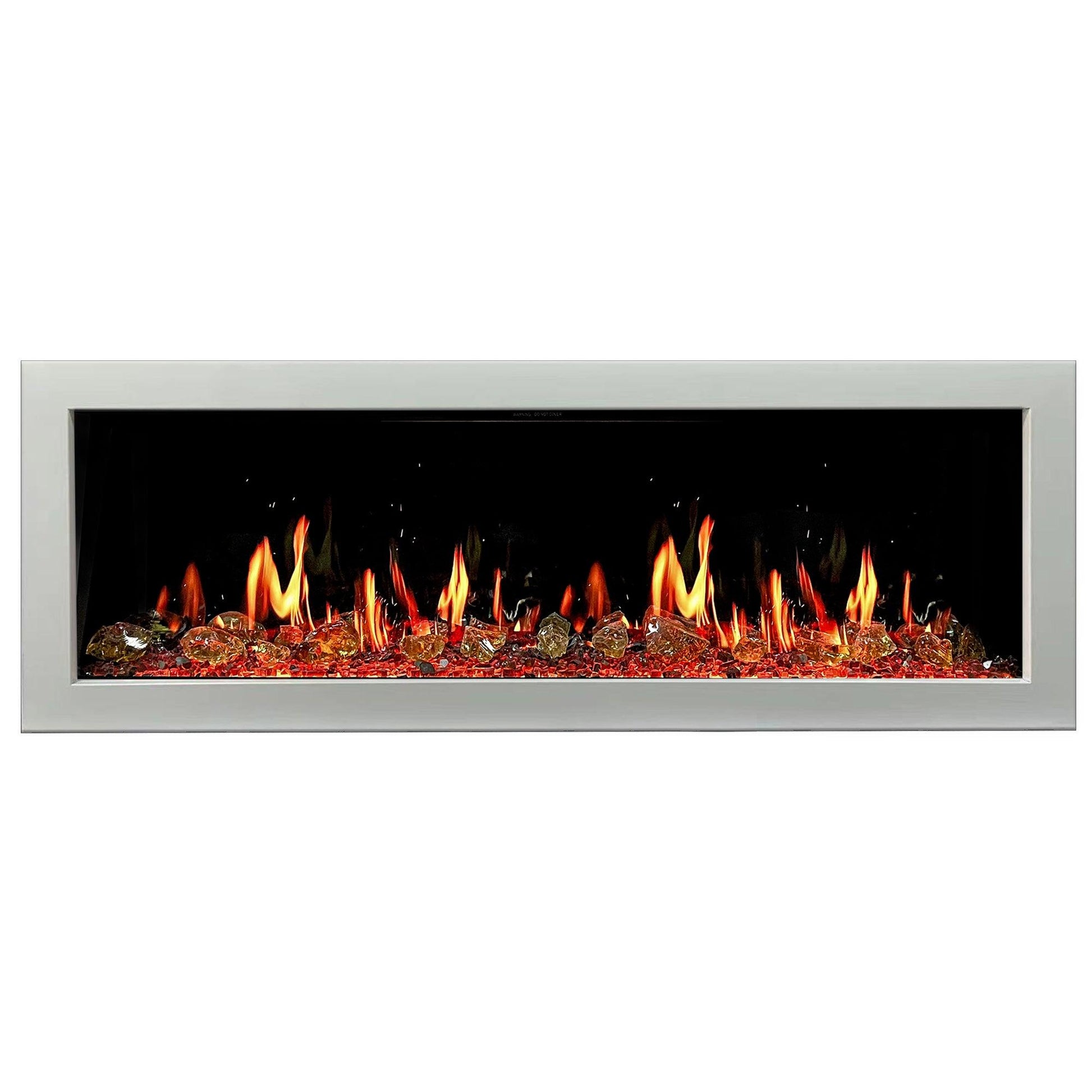 Litedeer Homes Gloria II 58" White Smart App Multi Flame Wall Mount Electric Fireplace With Reflective Amber Glass