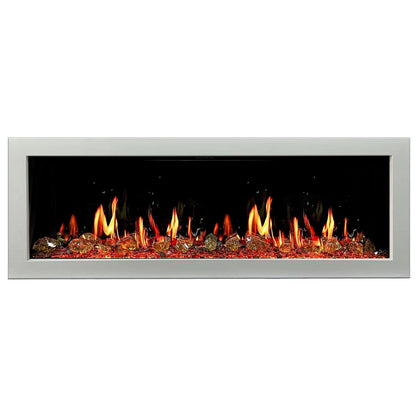 Litedeer Homes Gloria II 58" White Smart App Multi Flame Wall Mount Electric Fireplace With Reflective Amber Glass