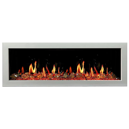Litedeer Homes Gloria II 68" White Smart App Multi Flame Wall Mount Electric Fireplace With Reflective Amber Glass
