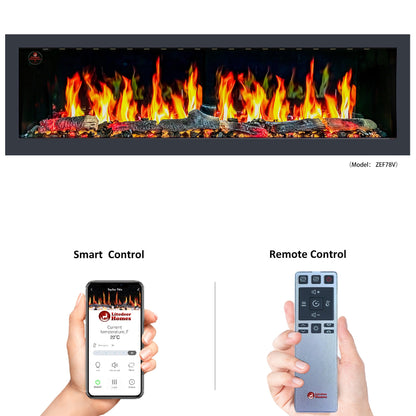 Litedeer Homes Gloria II 78" White Seamless Push-in Wall Mount Electric Fireplace With Crushed Ice Rocks