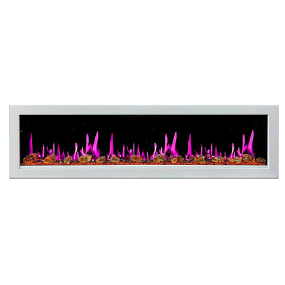 Litedeer Homes Gloria II 78" White Seamless Push-in Wall Mount Electric Fireplace With Crushed Ice Rocks