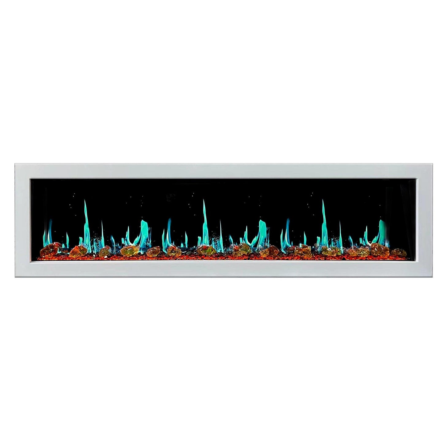 Litedeer Homes Gloria II 78" White Seamless Push-in Wall Mount Electric Fireplace With Crushed Ice Rocks