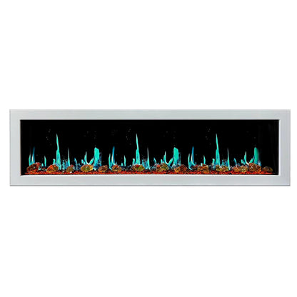 Litedeer Homes Gloria II 78" White Seamless Push-in Wall Mount Electric Fireplace With Crushed Ice Rocks