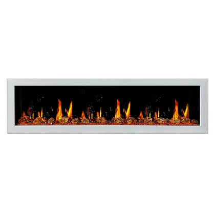 Litedeer Homes Gloria II 78" White Seamless Push-in Wall Mount Electric Fireplace With Crushed Ice Rocks