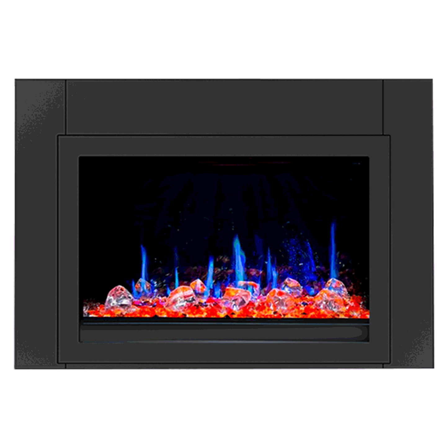 Litedeer Homes LiteStar 30" Black Smart Multi Flame Wall Mount Electric Fireplace Insert With Crushed Ice Rocks