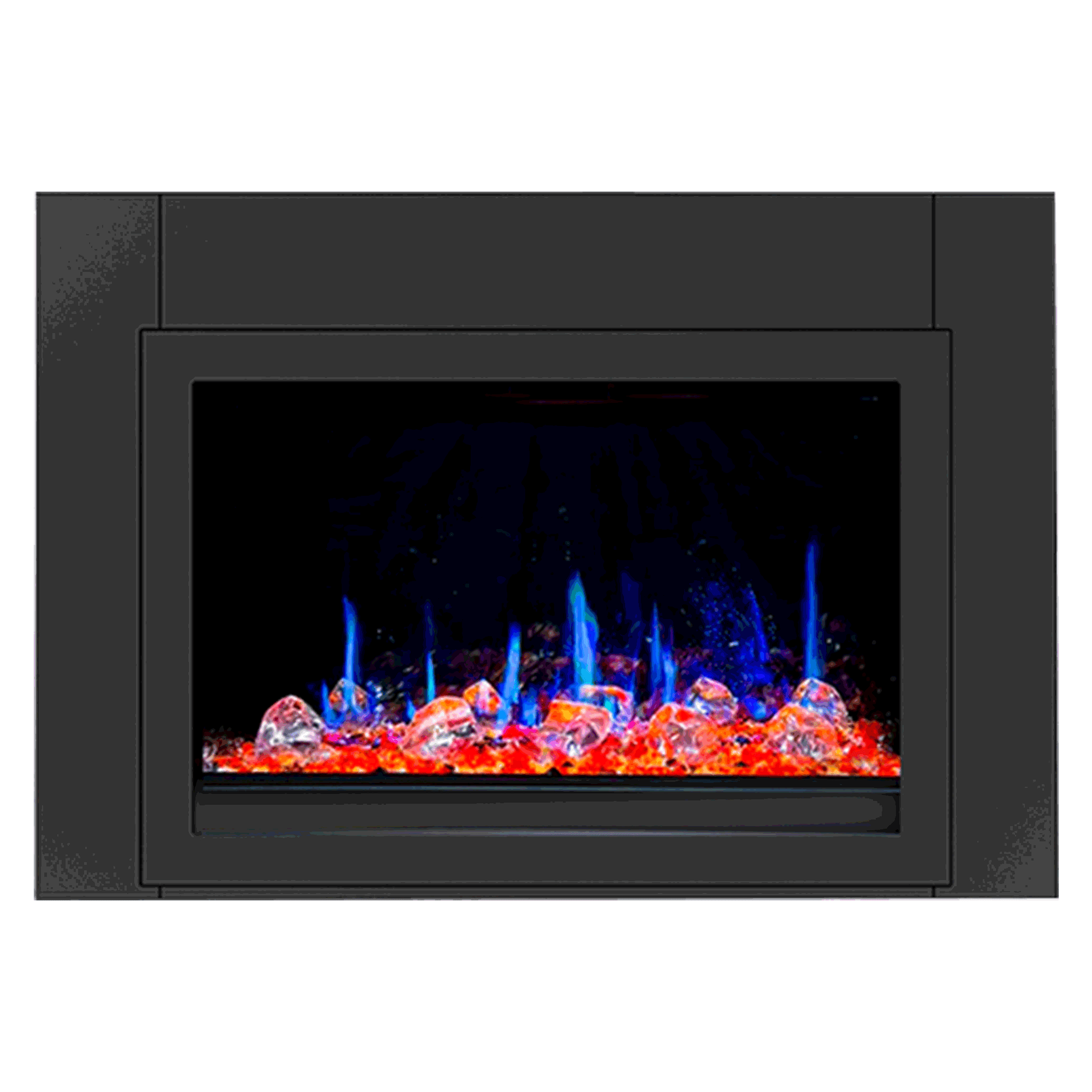 Litedeer Homes LiteStar 30" Black Smart Multi Flame Wall Mount Electric Fireplace Insert With Crushed Ice Rocks