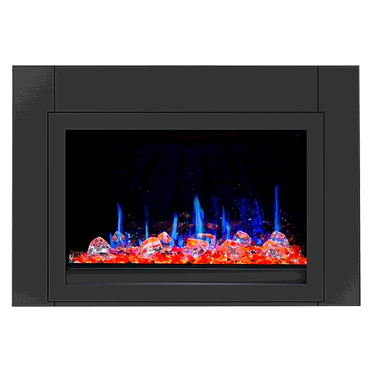Litedeer Homes LiteStar 30" Black Smart Multi Flame Wall Mount Electric Fireplace Insert With Crushed Ice Rocks
