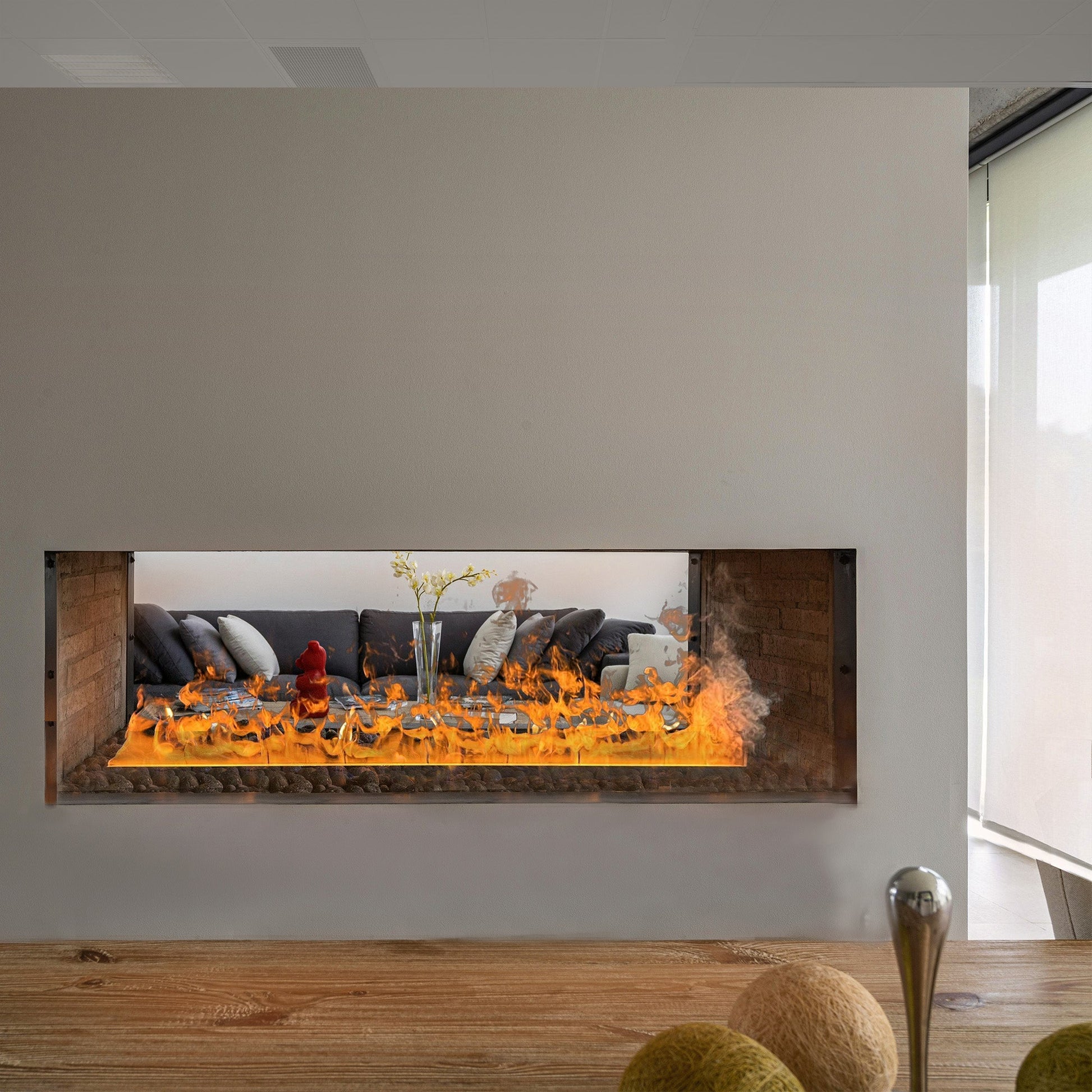 Litedeer Homes Mercury 50" Black Smart Control Water Vapor Electric Fireplace Cassette