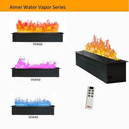 Litedeer Homes Mercury 60" Black Smart Control Water Vapor Electric Fireplace Cassette